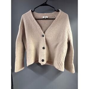 Vince boucle wool blend bomber sweater in a cream color and size medium